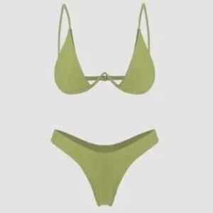 Minimalist Green Bikini with Triangle Top and Low-Rise Bottom